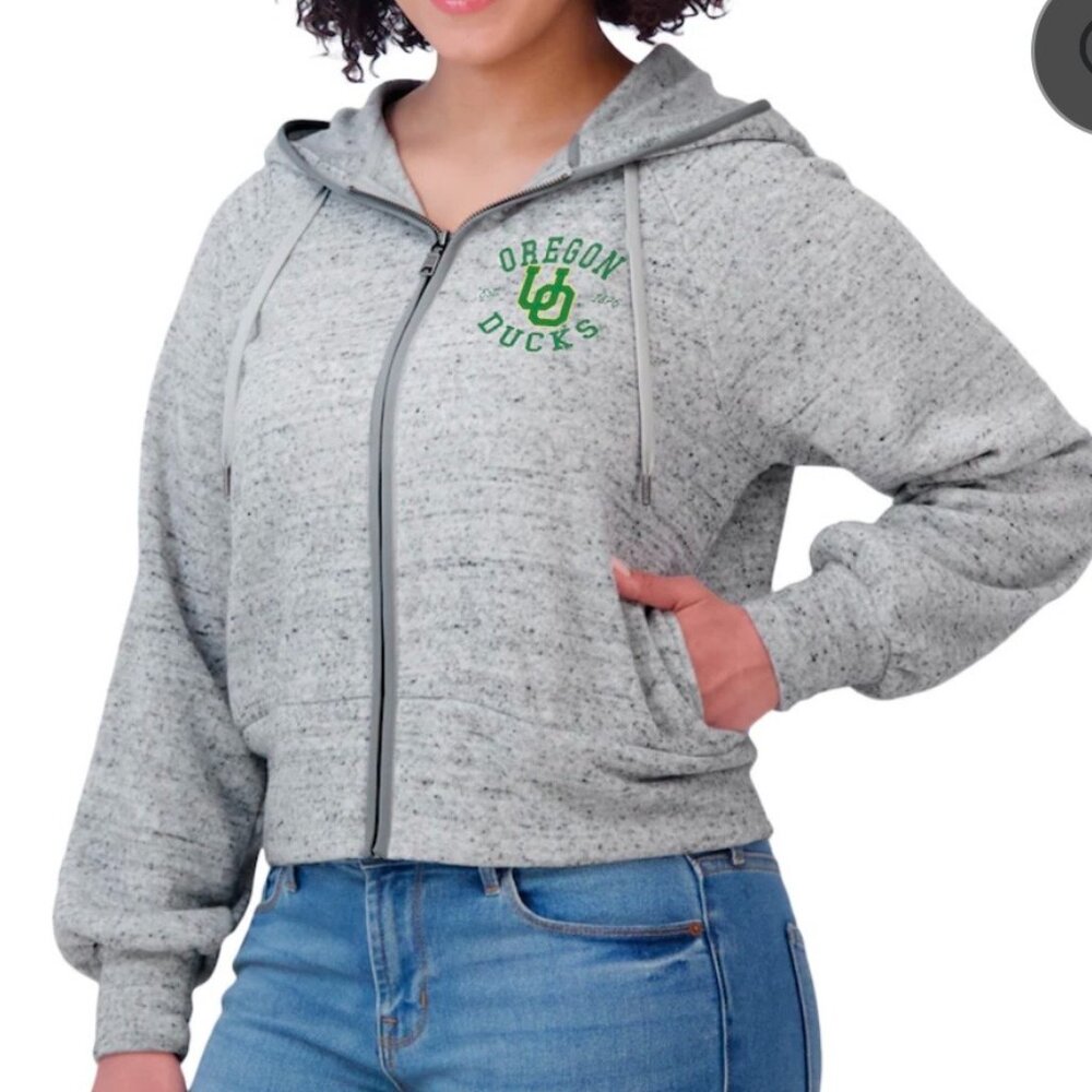 WEAR by Erin Andrews Oregon Ducks Raglan Full Zip Hoodie Women's Large College